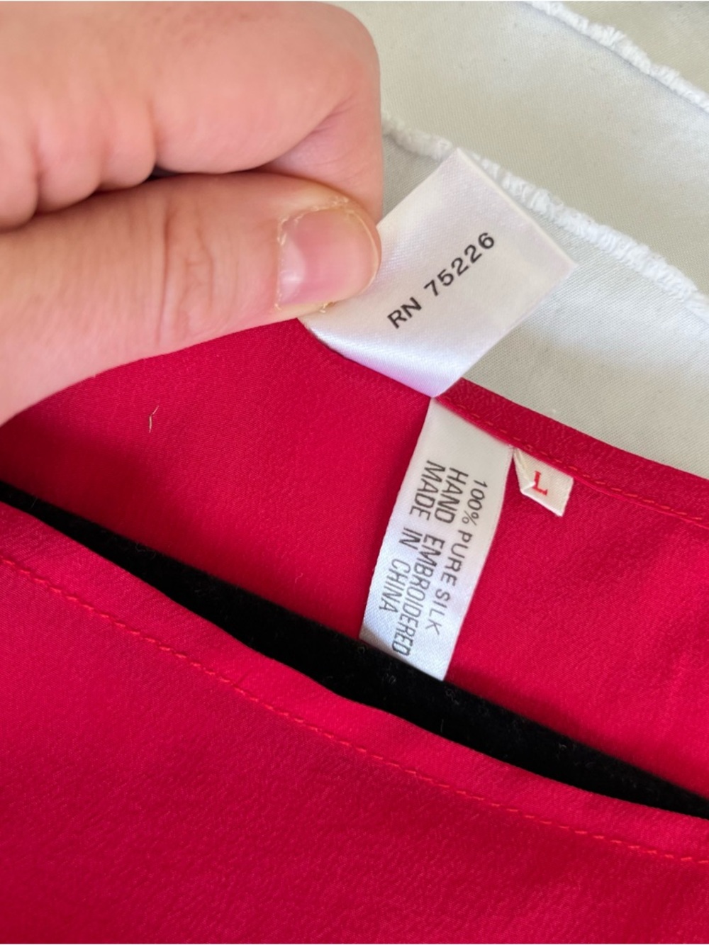 Scarlet red round neck lightweight short sleeve vintage 100% silk blouse large - Picture 9 of 9